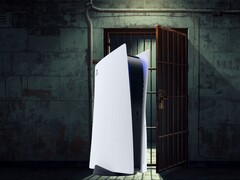 La console PS5 raffigurata in una cella di prigione