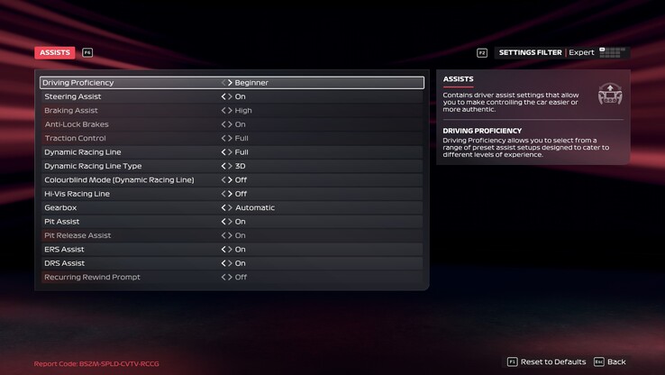 F1 25 assistenti alla guida (fonte: Anil Ganti, Notebookcheck)