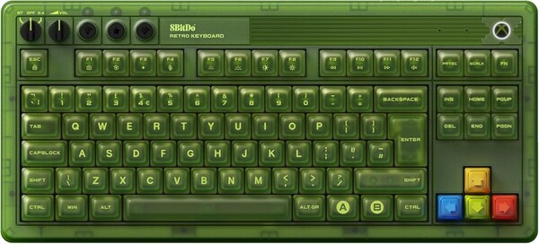 8BitDo Retro 87 Tastiera meccanica Xbox Edition layout UK. (Fonte: 8BitDo)