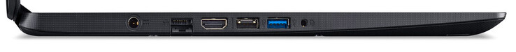 Lato sinistro: alimentazione, Gigabit Ethernet, HDMI, USB 2.0 (Type-A), USB 3.2 Gen 1 (Type-A), combo audio