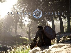 Striscione del Deserto Cremisi che mostra Kliff seduto vicino al fiume