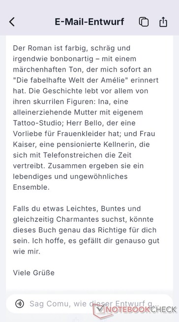 Un’e-mail generata a partire da una recensione di un libro era ben scritta. Non è riportato qui il primo paragrafo, che contiene tutti i dettagli relativi al libro, quali l’autore, il titolo, il prezzo e l’editore.