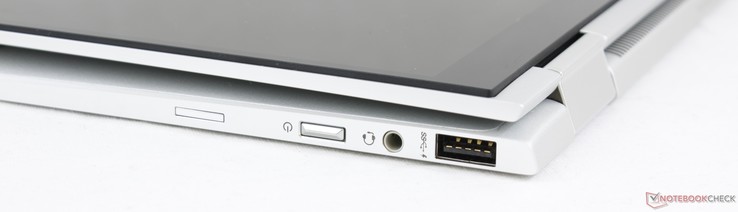 Lato sinistro: USB 3.1 tipo A, audio combo da 3,5 mm, pulsante di accensione, slot Nano-SIM (opzionale)