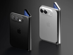 Un'immagine di rendering concettuale dell'iPhone Fold in due colori.