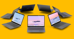 I Chromebook prodotti nell'ambito della nuova iniziativa di Google Chromebook Plus hanno specifiche più elevate di quelle che si vedono di solito nel mondo ChromeOS. (Immagine: Google Chrome, loghi Intel, AMD e Ryzen, con modifiche)