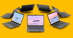 I Chromebook prodotti nell&#039;ambito della nuova iniziativa di Google Chromebook Plus hanno specifiche più elevate di quelle che si vedono di solito nel mondo ChromeOS. (Immagine: Google Chrome, loghi Intel, AMD e Ryzen, con modifiche)