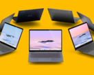 I Chromebook prodotti nell'ambito della nuova iniziativa di Google Chromebook Plus hanno specifiche più elevate di quelle che si vedono di solito nel mondo ChromeOS. (Immagine: Google Chrome, loghi Intel, AMD e Ryzen, con modifiche)