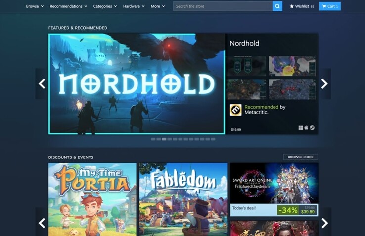 Il Negozio di Steam presenta ora una nuova barra del menu centrale. (Fonte: Steam)
