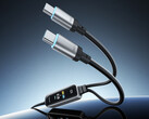Il cavo di ricarica rapida 2 in 1 è in grado di erogare fino a 140 W di potenza. Nella foto: un'immagine promozionale che mostra le due porte USB-C in uscita.