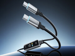 Il cavo di ricarica rapida 2 in 1 è in grado di erogare fino a 140 W di potenza. Nella foto: un'immagine promozionale che mostra le due porte USB-C in uscita.