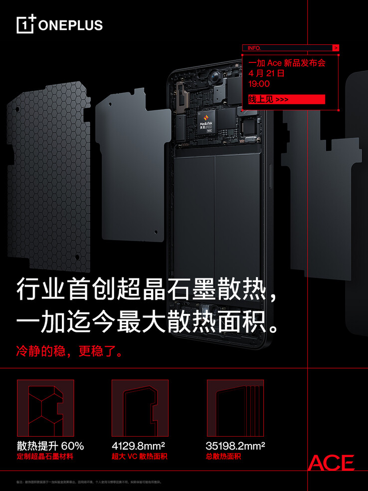 OnePlus mette in risalto l'Ace dall'interno. (Fonte: OnePlus via Weibo)