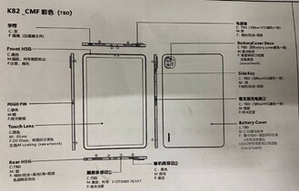 Possibile schizzo tecnico del Mi Pad 5. (Fonte immagine: Weibo)