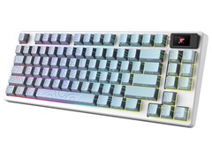 MSI Forge GK600 TKL Wireless Topo Blue edition con contorni topografici stratificati su keycaps PBT blu. (Fonte: MSI)