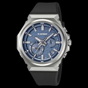 Il GST-B1000-2A presenta un quadrante blu metallizzato e un cinturino in resina