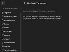 Screenshot delle impostazioni di ChatGPT che mostra la sezione Accedi con ChatGPT