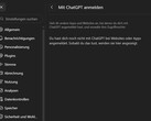 Screenshot delle impostazioni di ChatGPT che mostra la sezione Accedi con ChatGPT