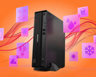 Il ThinkCentre M75s Gen 6 pesa 4,8 kg e misura 336 x 300 x 89 mm.