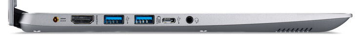 A sinistra: alimentazione, HDMI, 3x USB 3.2 Gen 1 (2x Type A, 1x Type C), jack combinato cuffie/microfono