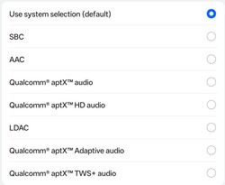 Codec audio Bluetooth disponibili
