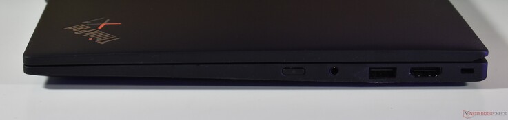 destra: audio da 3,5 mm, audio da 3,5 mm, USB-A 3.2 Gen 1, HDMI, blocco Kensington