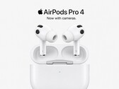 Rendering generato dall’intelligenza artificiale degli AirPods Pro 4 con fotocamere.