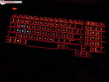 Illuminazione rossa della tastiera