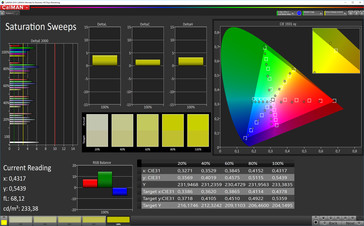 CalMAN: Colour Saturation - Profilo cromatico standard vivido, spazio colore target P3