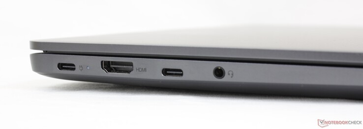 A sinistra: USB-C 2.0 (Power Delivery), HDMI 1.4b, USB-C 2.0, 3.5 mm combo audio
