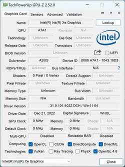 GPU-Z Iris Xe Graphics G7