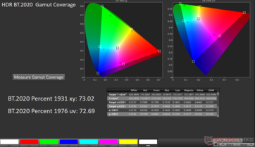 Copertura della gamma di colori 2D Rec.2020: 73%