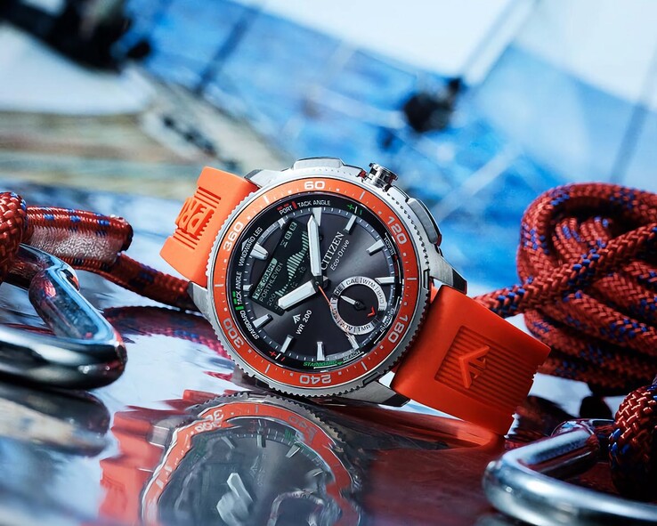 Il modello arancione JV3000-13E abbina l'eredità del timer da yacht di Citizen a un audace cinturino in uretano.