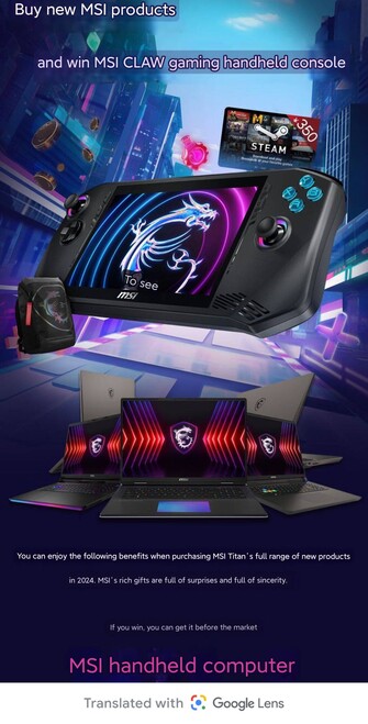 Poster tradotto condiviso da MSI su JD.com (Fonte: IT Home)