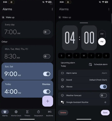 Il vociferato aggiornamento Material 3 Expressive di Google per la sua app Orologio. (Fonte: Mystic Leaks via 9to5Google)