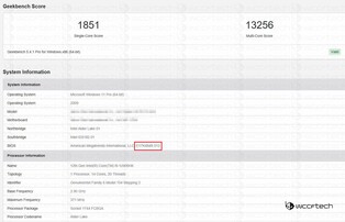 Nome del BIOS in una recente fuga di notizie di Geekbench che indica una prossima iterazione GE76 Raider