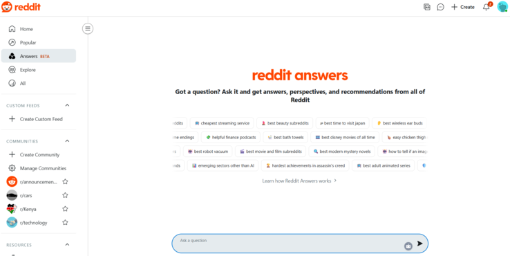 Pagina Reddit Answers (Fonte: Reddit/Antony Muchiri)