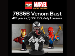 Il presunto busto LEGO Venom contiene 413 pezzi, ha un prezzo di 59,99 dollari e sarà lanciato il 1° luglio 2026.