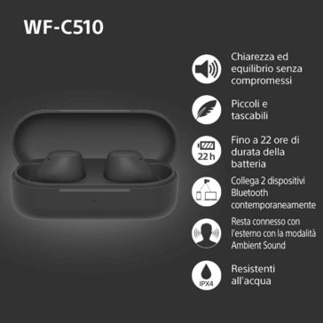 Caratteristiche di Sony WF-C510 (fonte immagine: @MysteryLupin su X)