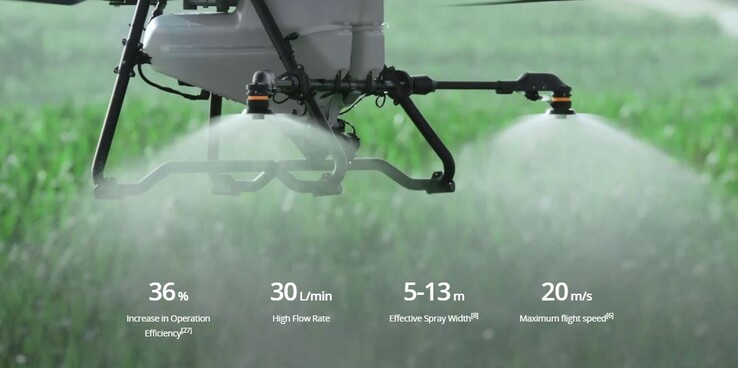 Il drone può spruzzare liquidi (Fonte: DJI)