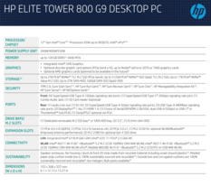 HP Elite Tower 800 G9 - Specifiche. (Fonte immagine: HP)