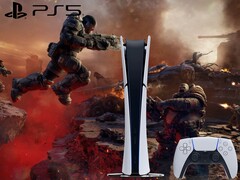Gears of War: artwork dell'E-Day con logo e console PS5.