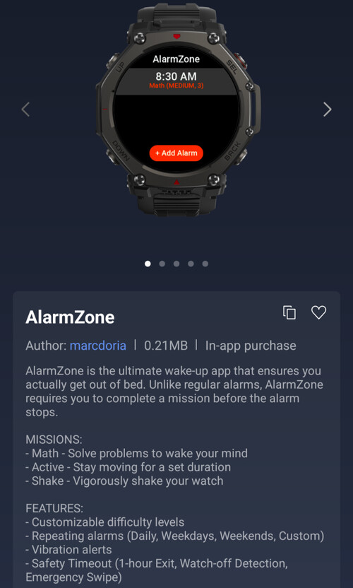 L'App AlarmZone Mini per gli smartwatch Amazfit