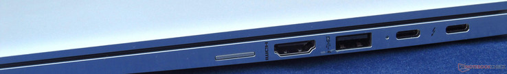 Right: SIM card slot (for other SKUs), HDMI 1.4, USB 3.0 (Gen 1) Type-A, 2x USB 3.1 (Gen 2) Type-C w/ Thunderbolt 3