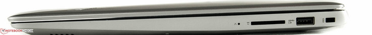 Lato destro: Lettore di schede SD, USB 3.0 Type-A, Kensington Lock