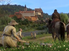 Un'immagine che mostra un castello e i personaggi di Kingdom Come: Deliverance.