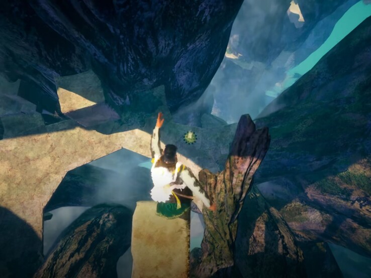 Questo screenshot del trailer ufficiale mostra un bocciolo di fiore sul terreno sottostante che attutirà la caduta.