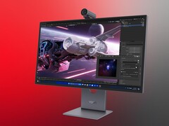 Il monitor OLED 4K Lenovo Yoga Pro 27UD-10 mostrato in posizione angolata (fonte: Lenovo PR)
