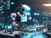 Raffigurazione di un robot immaginario in un ambiente di lavoro industriale