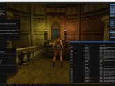 L'interfaccia dell'editor di TombForge mostra una scena di prova renderizzata in-engine con i pannelli dei materiali e delle risorse visibili (Immagine: Tiernan Watson via X)