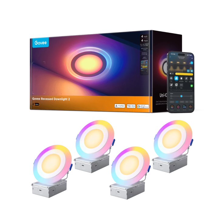 Le luci da incasso intelligenti Govee da 4 pollici/99 mm Pro con luce notturna. (Fonte: Govee)