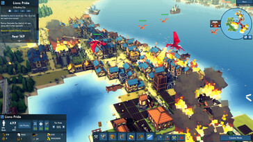 Un'immagine che raffigura una città distrutta dai draghi in *Kingdoms and Castles*.